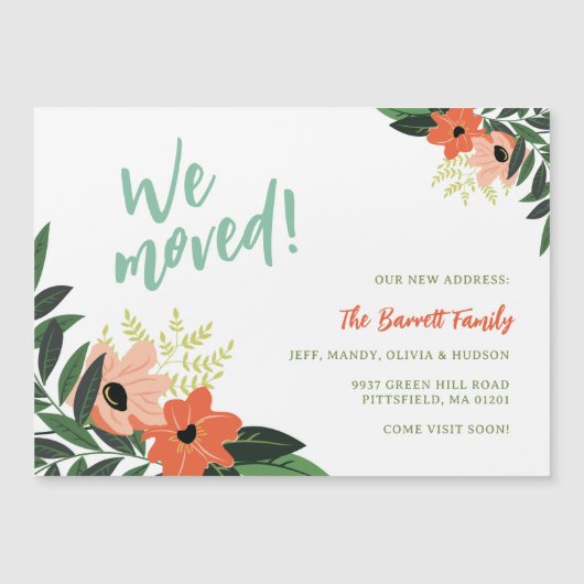 Tropical Floral Magnetic Moving Announcement (Front)