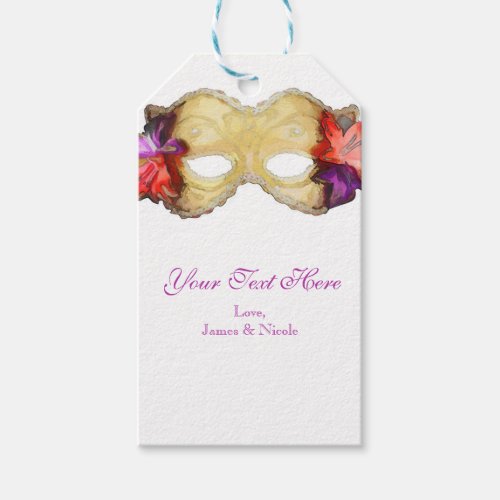 Tropical Floral Masquerade Mask Elegant Party Gift Tags
