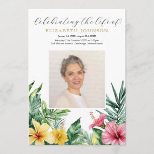 Tropical Floral Memorial Funeral Order Of Service Program