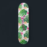 Tropical Floral Modern Girly Personalized Skateboard<br><div class="desc">Tropical Floral Modern Girly Personalized Skateboard features a modern colorful tropical floral background with your personalized name in modern purple script. Personalize by editing the text in the text box provided. Designed by ©Evco Studio www.zazzle.com/store/evcostudio</div>