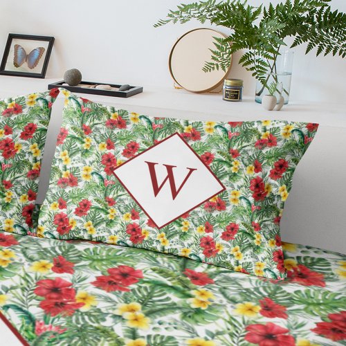 Tropical Floral Monogram Pillowcase