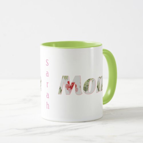 Tropical Floral Monogram Two_Toned Mom Mug