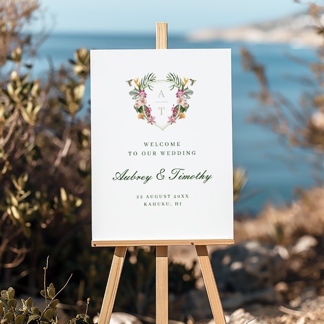 Tropical Floral Monogram Wedding Welcome Foam Board (Creator Uploaded)
