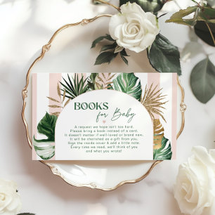 Tropical floral monstera books for baby ticket enclosure card