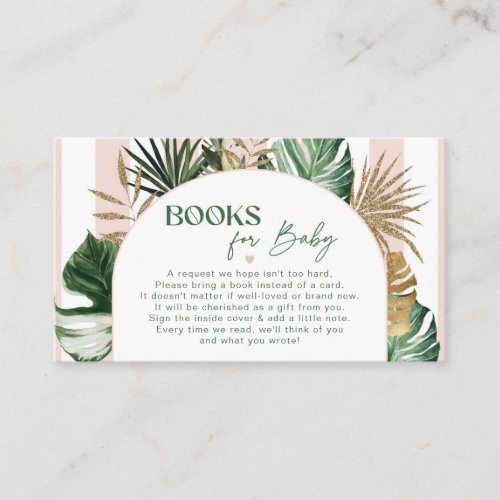 Tropical floral monstera books for baby ticket enclosure card