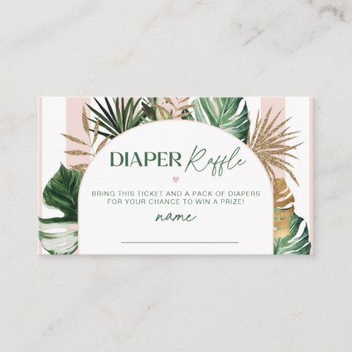 Tropical floral monstera diaper raffle ticket enclosure card