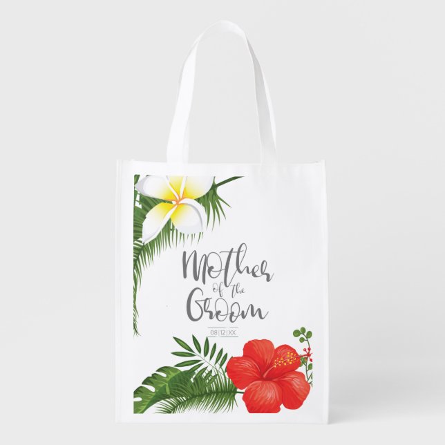 Tropical Floral Mother of the Groom ID475 Reusable Grocery Bag (Front)