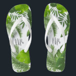 Tropical Floral Mr Groom ID475 Flip Flops<br><div class="desc">Create special flipflops for the groom with this beautiful design featuring lush tropical foliage. The eye-catching 'mr' script text is optional and can be deleted to use the template for other occasions.  Search ID475 to see other products with this design including matching wedding stationery and more.</div>