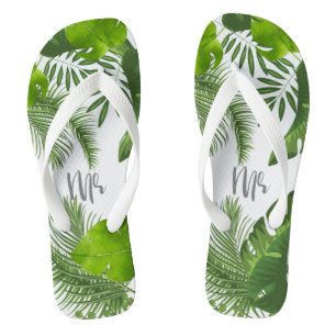 Tropical Floral Mr Groom ID475 Flip Flops