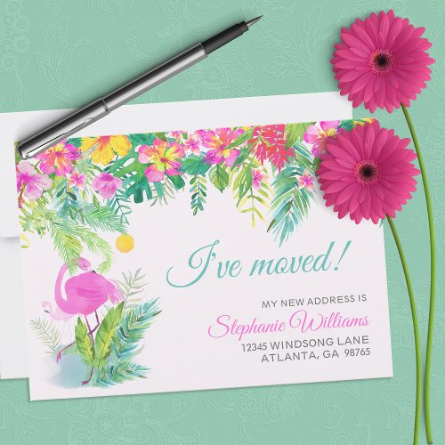 Tropical Floral New Address Invitation