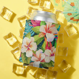 Tropical Floral Oil Painting Style Can Cooler