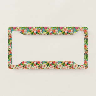 Tropical Floral Oil Painting Style License Plate Frame