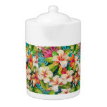 Tropical Floral Oil Painting Style Teapot