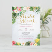 Tropical Floral or Luau Style Bridal Shower Invitation (Standing Front)