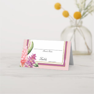 Tropical Floral Orchid Purple Pink Table Number Place Card