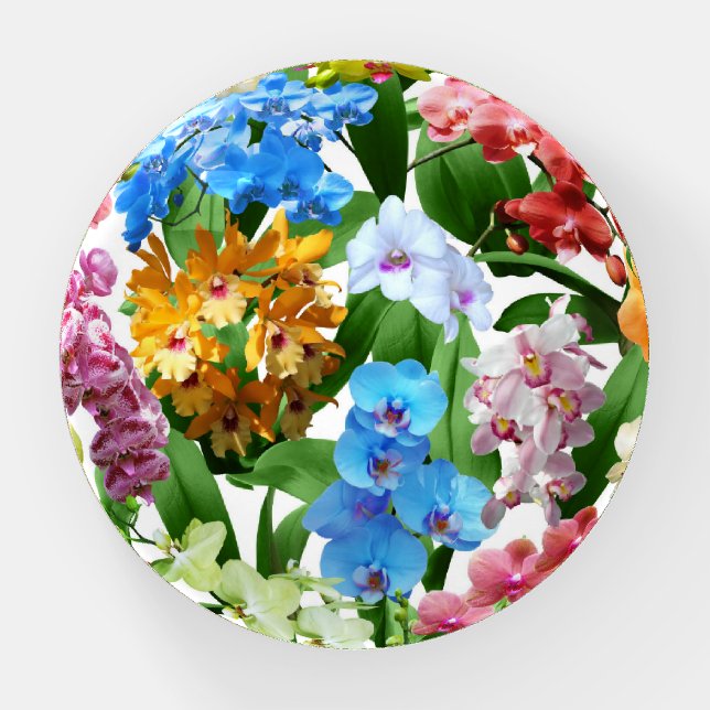 Tropical Floral Orchids Paperweight (Front)