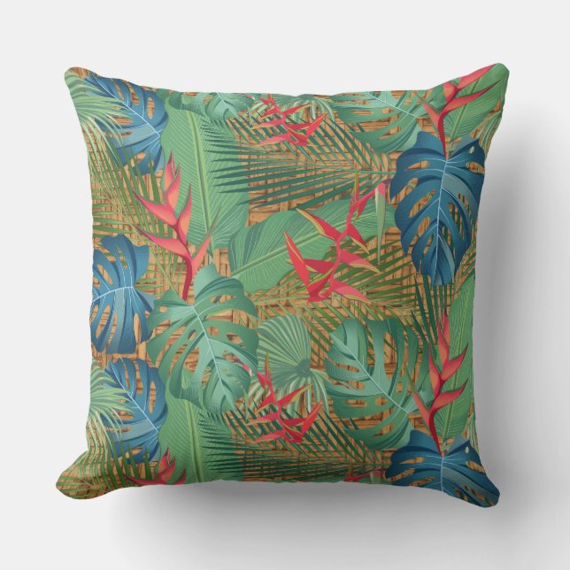 Tropical Floral Outdoor Pillow (Front)