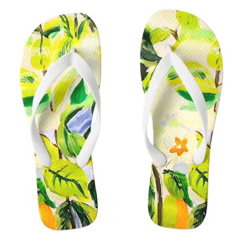 Tropical Floral Pair of Flip Flops