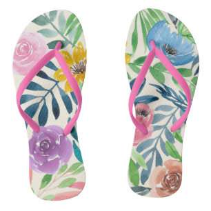 Tropical floral Pair of Flip Flops
