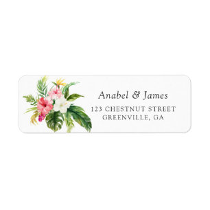 Tropical Floral Palm Banana Leaves Wedding Address Label