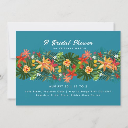 Tropical Floral Palm Bridal Shower Invitation