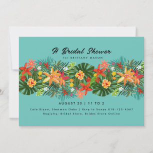 Tropical Floral Palm Bridal Shower Invitation