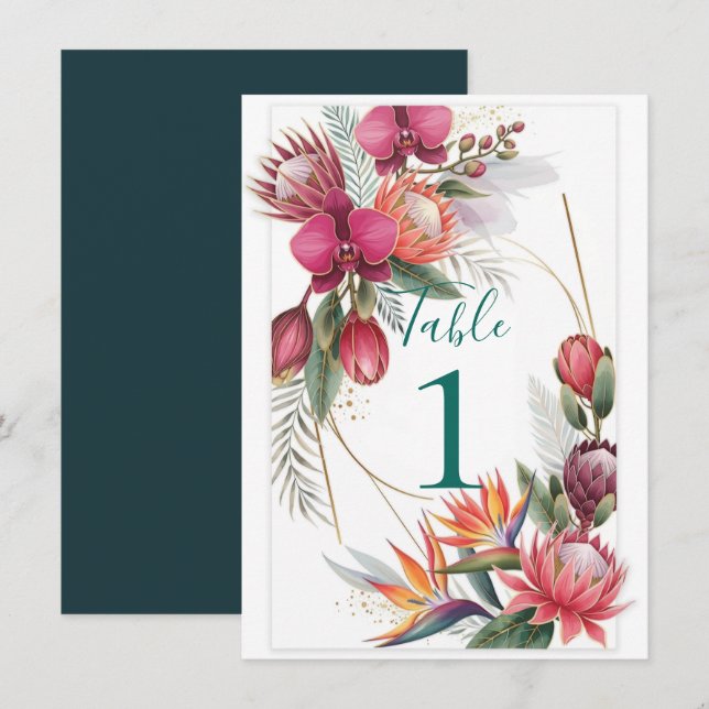 Tropical Floral Paradise Botanical Gold Wedding  Invitation (Front/Back)