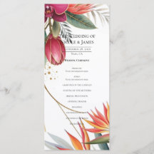 Tropical Floral Paradise Botanical Wedding Program