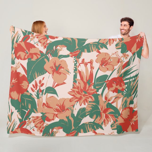 Tropical Floral Paradise Fleece Blanket (In Situ)