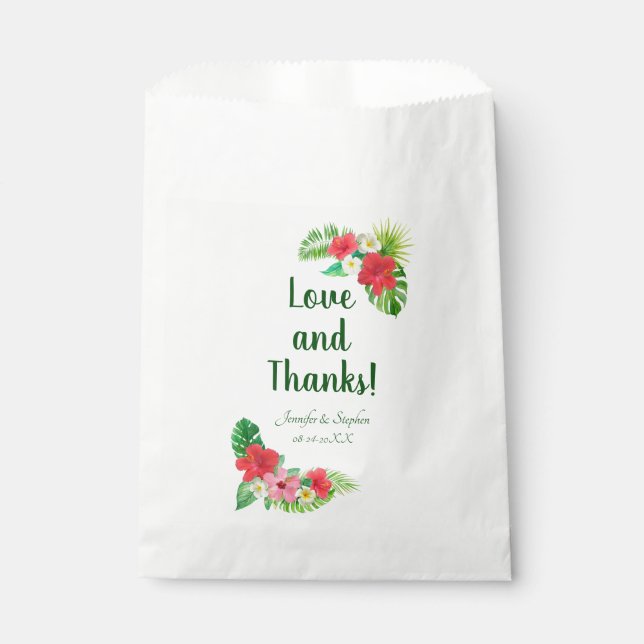 Tropical Floral Paradise Wedding Favor Bag (Front)