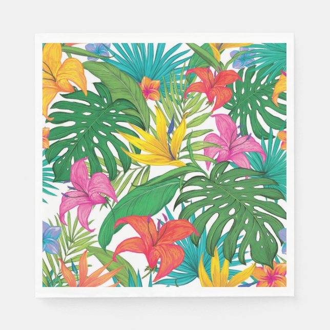 Tropical Floral Party Napkins (Front)