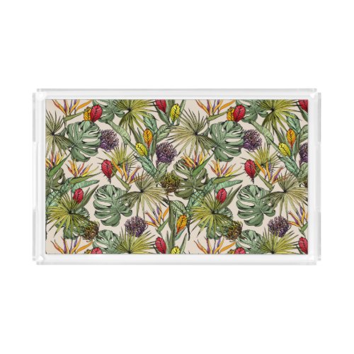 Tropical Floral Pattern Acrylic Tray