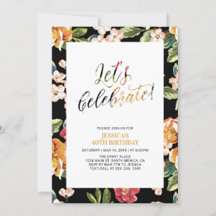 Tropical Floral Pattern Adult 40th Birthday Party Invitation