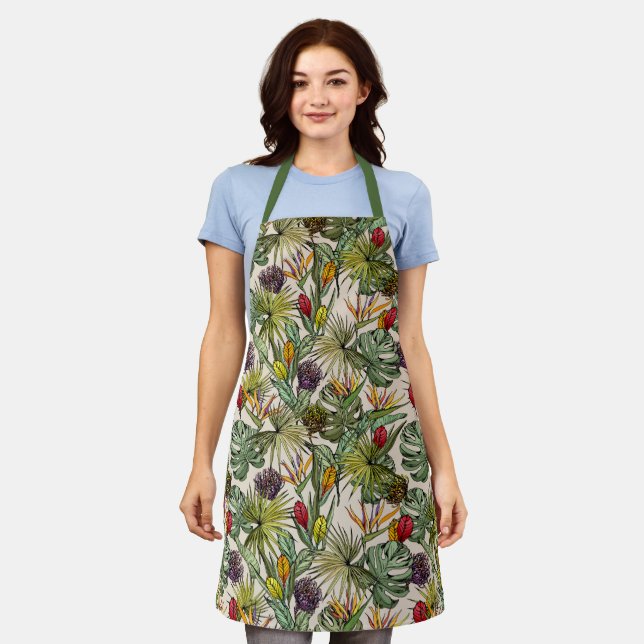 Tropical Floral Pattern Apron (Worn)