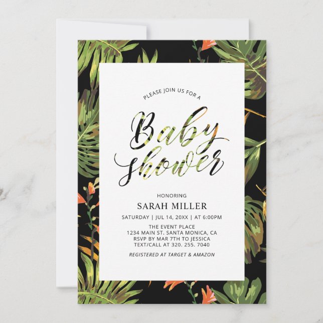 Tropical Floral Pattern Baby Shower Invitation (Front)