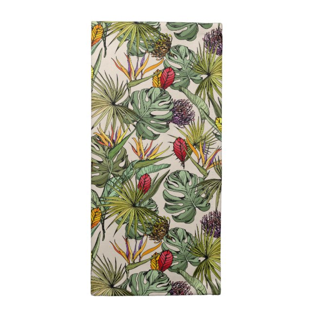Tropical Floral Pattern Cloth Napkin (Half Fold)