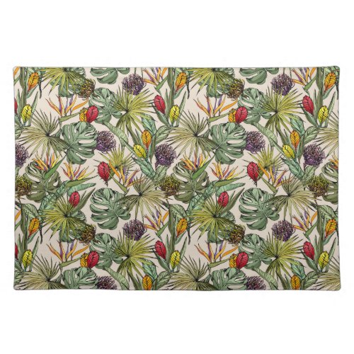 Tropical Floral Pattern Cloth Placemat