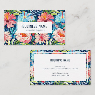 Tropical Floral Pattern Colorful Flowers Business Card