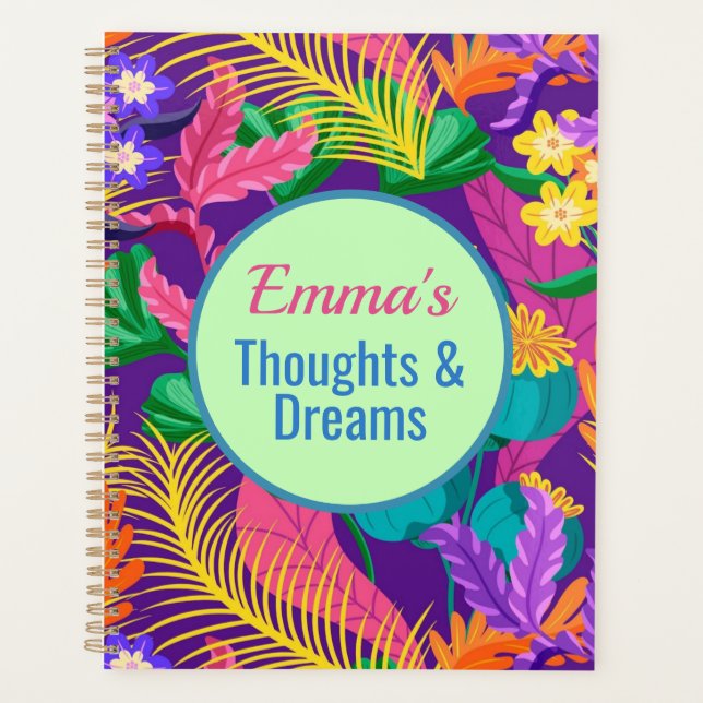 Tropical Floral Pattern Custom Text Template-68578 Planner (Front)