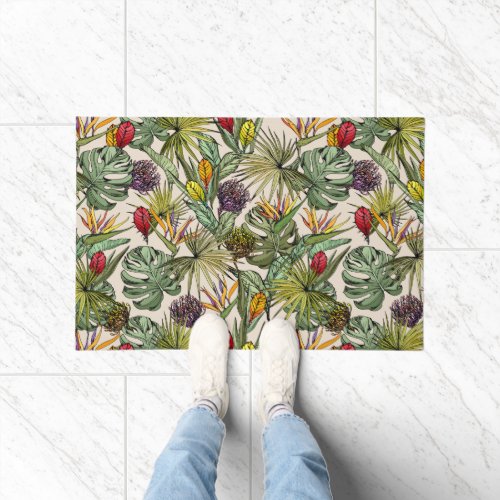 Tropical Floral Pattern Doormat