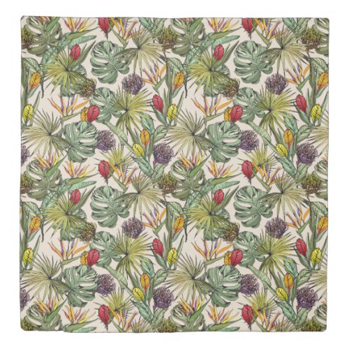 Tropical Floral Pattern Duvet Cover