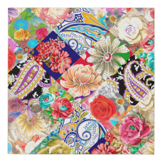 Tropical Floral Pattern Faux Canvas Print