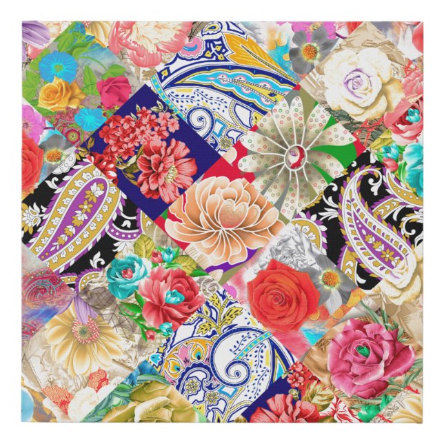 Tropical Floral Pattern Faux Canvas Print (Front)