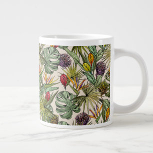 Tropical Floral Pattern Giant Coffee Mug