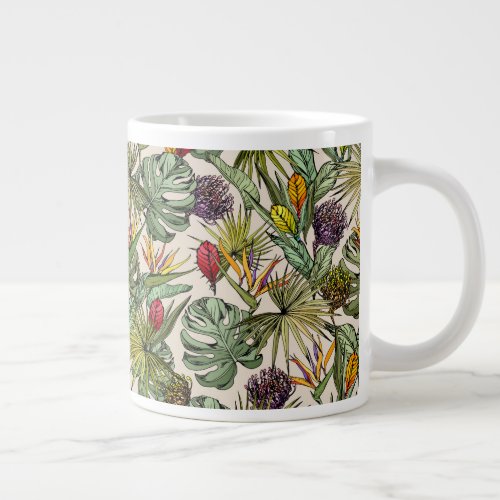 Tropical Floral Pattern Giant Coffee Mug