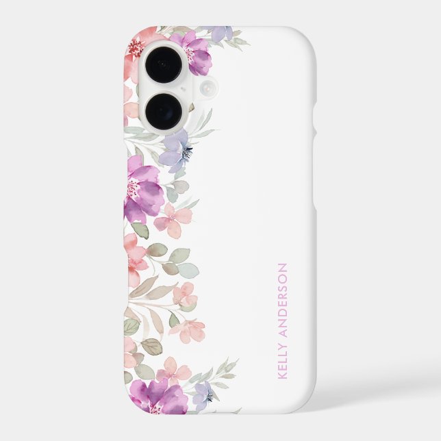 Tropical Floral Pattern Girly Watercolor Decal iPhone Case (Back)