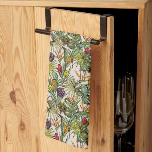 Tropical Floral Pattern Kitchen Towel