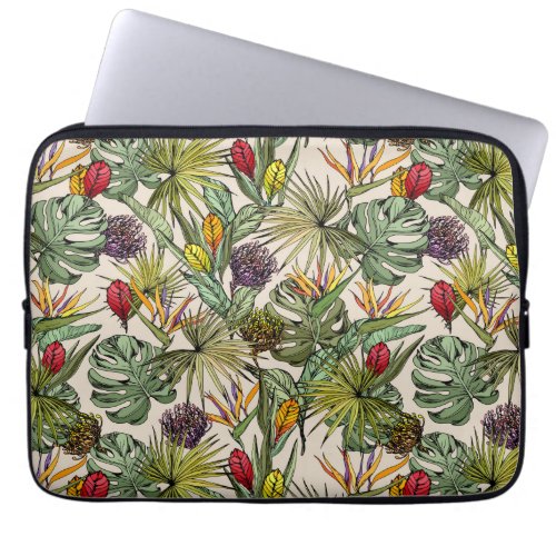 Tropical Floral Pattern Laptop Sleeve