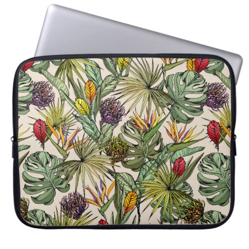 Tropical Floral Pattern Laptop Sleeve