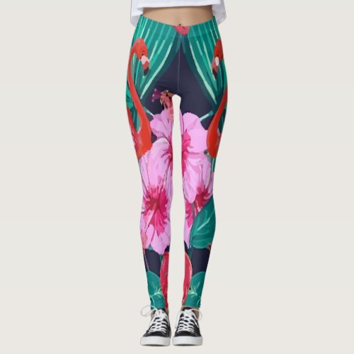 Tropical Floral Pattern Leggings